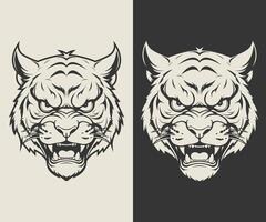 agressif tigre visage dessin vecteur