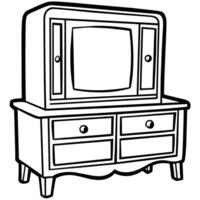 ligne illustration de meubles produit, la télé cabinet vecteur