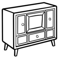 ligne illustration de meubles produit, la télé cabinet vecteur