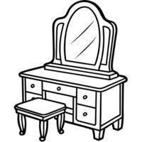 ligne illustration de meubles produit, pansement table ou miroir table vecteur