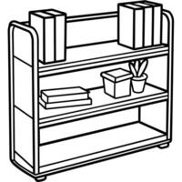 ligne illustration de meubles produit, livre étagère vecteur