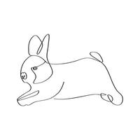 continu Célibataire ligne art de lapin. animal de compagnie portrait contour. moderne art élégant minimaliste linéaire ouvrages d'art. vecteur