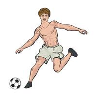 Jeune football joueur qui passe Football garçon jouant. vecteur