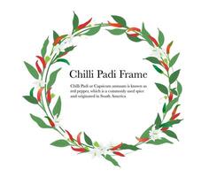 le Chili feuillage dans couronne Cadre sur blanc Contexte vecteur