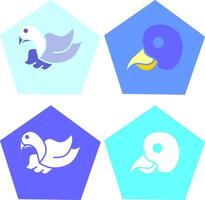 ensemble de des oiseaux logo icône dans 5 côté hexagonal Cadre vecteur