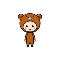 mignonne personnage conception portant une ours costume vecteur