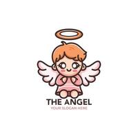 mignonne ange logo conception dessin animé personnage vecteur