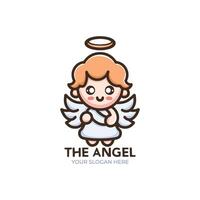 mignonne ange logo conception dessin animé personnage vecteur