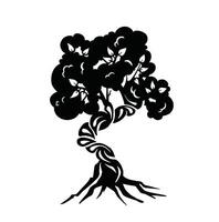 mangrove arbre silhouette, noir et blanc couleurs. illustration vecteur