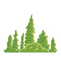 Couleur silhouette avec des arbres et conifère forêt pour paysage illustration vecteur