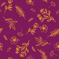 motif floral harmonieux fait de feuilles, de branches, de fleurs et de plantes. texture colorée pour l'impression, le tissu et le textile, l'arrière-plan, etc. décoration d'élément en vecteur. vecteur