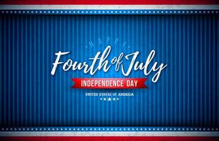 4e de juillet indépendance journée de le Etats-Unis illustration avec typographie caractères sur ancien américain drapeau modèle Contexte. Quatrième de juillet nationale fête conception pour bannière, salutation carte vecteur