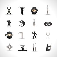 jeu d&#39;icônes de ninja vecteur