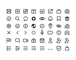 icônes de base définies pour les notifications et les icônes affichées sur le mobile et le site Web. une collection complète d'icônes pour compléter votre application de conception. conception d'éléments vectoriels simples. vecteur