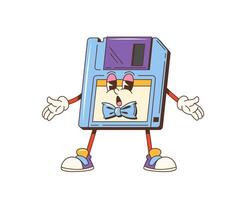 dessin animé sensationnel disquette personnage, souple disque vecteur