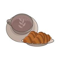 illustration de café tasse et croissant vecteur