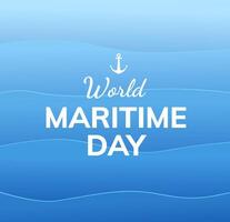 monde maritime journée bannière conception avec bleu océan vagues, texte et ancre symbole vecteur