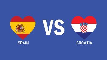 Espagne et Croatie rencontre conception emblème cœur européen nations 2024 équipes des pays européen Allemagne Football symbole logo illustration vecteur