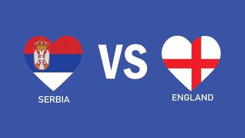 Serbie et Angleterre rencontre conception drapeau cœur européen nations 2024 équipes des pays européen Allemagne Football symbole logo illustration vecteur