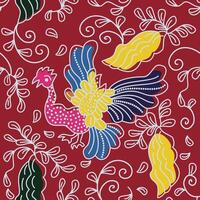 griffonnage fleur et oiseau batik modèle vecteur