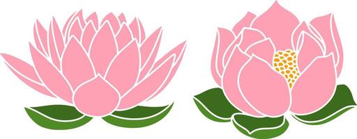pochoir lotus Rose fleur clipart main tiré dessin animé la nature vecteur