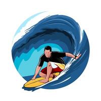 surfant plage illustration conception vecteur