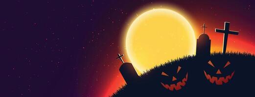 effrayant Halloween nuit scène bannière avec texte espace vecteur