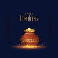 content dhanteras Festival carte avec or pièce de monnaie pot conception vecteur