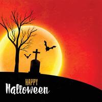 Halloween plein lune sur rouge ciel effrayant Contexte vecteur