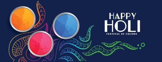 élégant content Holi coloré Festival bannière conception vecteur
