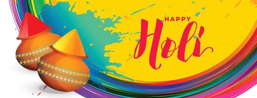 attrayant content Holi coloré Festival bannière conception vecteur