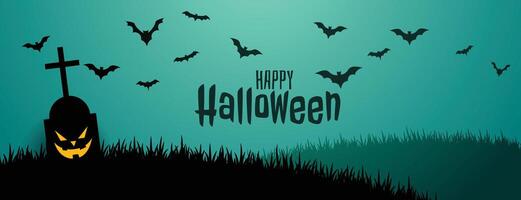 effrayant et effrayant Halloween bannière avec en volant chauves-souris vecteur