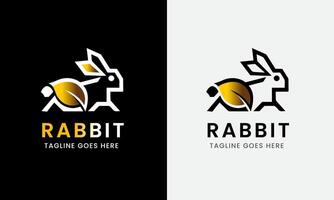 lapin logo, lapin avec feuille carotte, animal conception logo , lapin diriger, minimaliste moderne concept échantillon vecteur