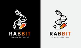 lapin logo, lapin avec feuille carotte, animal conception logo , lapin diriger, minimaliste moderne concept échantillon vecteur