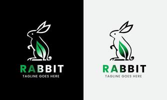 lapin logo, lapin avec feuille carotte, animal conception logo , lapin diriger, minimaliste moderne concept échantillon vecteur