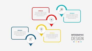 quatre étape infographie élément conception modèle pour présentation. processus diagramme et présentations marcher, flux de travail mise en page, bannière, couler graphique, Info graphique illustration. vecteur