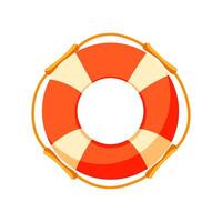 dessin animé bouée de sauvetage bague avec Cordes. rouge et blanc cercle bouée de sauvetage, équipement pour la vie protection vecteur