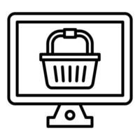 icône de ligne de panier d'achat en ligne vecteur