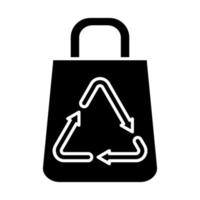 icône de glyphe de recyclage de sac vecteur
