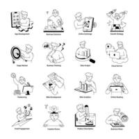 collection de 16 numérique affaires griffonnage mini des illustrations vecteur