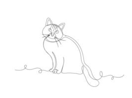 chat animal continu un ligne art isolé illustration. vecteur