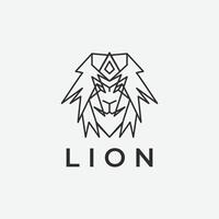 Lion logo ligne art conception, tête Lion conception illustration. vecteur