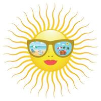 illustration de une joyeux Soleil dans des lunettes vecteur