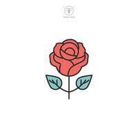 Rose icône symbole illustration isolé sur blanc Contexte vecteur