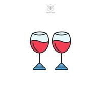du vin des lunettes icône symbole illustration isolé sur blanc Contexte vecteur