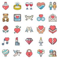 l'amour Icônes ensemble, inclus Icônes comme cœur, rose, nounours ours, diamant et plus symboles collection, logo isolé illustration vecteur
