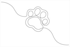 chien patte dans continu un ligne art dessin de animal de compagnie animal pied impression concept contour vecteur