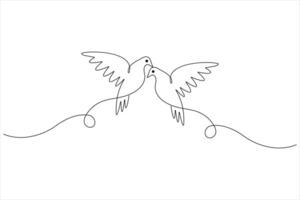 continu un ligne art dessin de mignonne oiseau Facile contour illustration vecteur