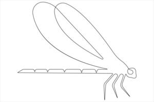 libellule continu un ligne art dessin de contour illustration vecteur