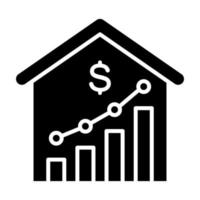 icône de glyphe d'augmentation du prix de la maison vecteur